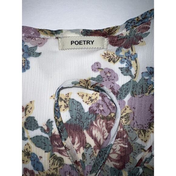 POETRY Floral Blouse Womens Size XL Multicolored Layered Ruffle Smocked Shirt. - Picture 6 of 16